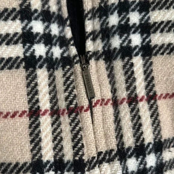 Burberry Plaid Front Ribbed Zip Up Sweater - Picture 4 of 6